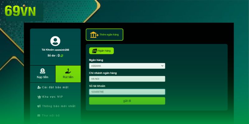 Quy trình rút tiền tại các hình thức thanh toán của 69VN