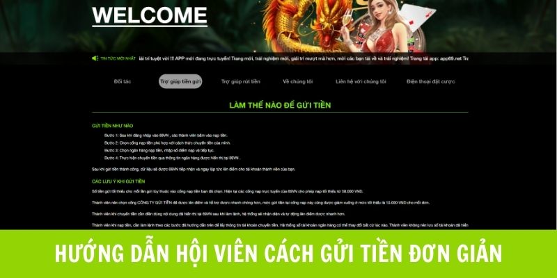 Quá trình nạp tiền 69VN tại đơn vị cá cược trực tuyến
