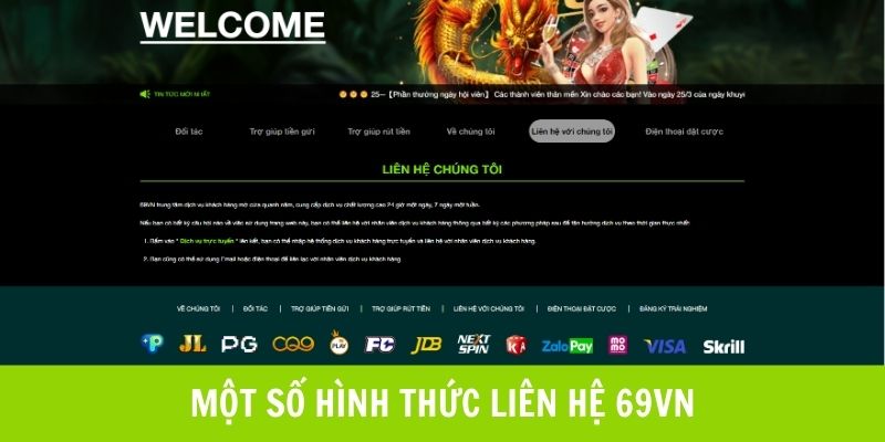Một số hình thức liên hệ 69VN mà thành viên có thể sử dụng