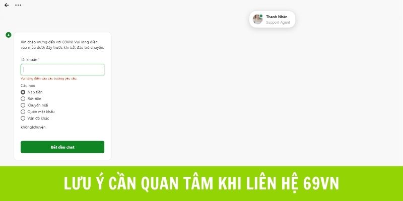 Lưu ý khi liên hệ 69vn